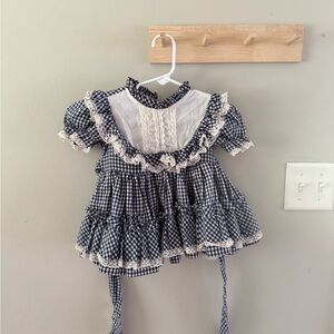 Sears‎ Navy and White Gingham Kids Dress